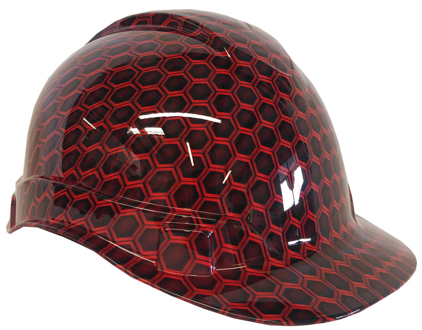 Custom Hydro Dipped Hard Hat High Gloss Red Honeycomb Hex