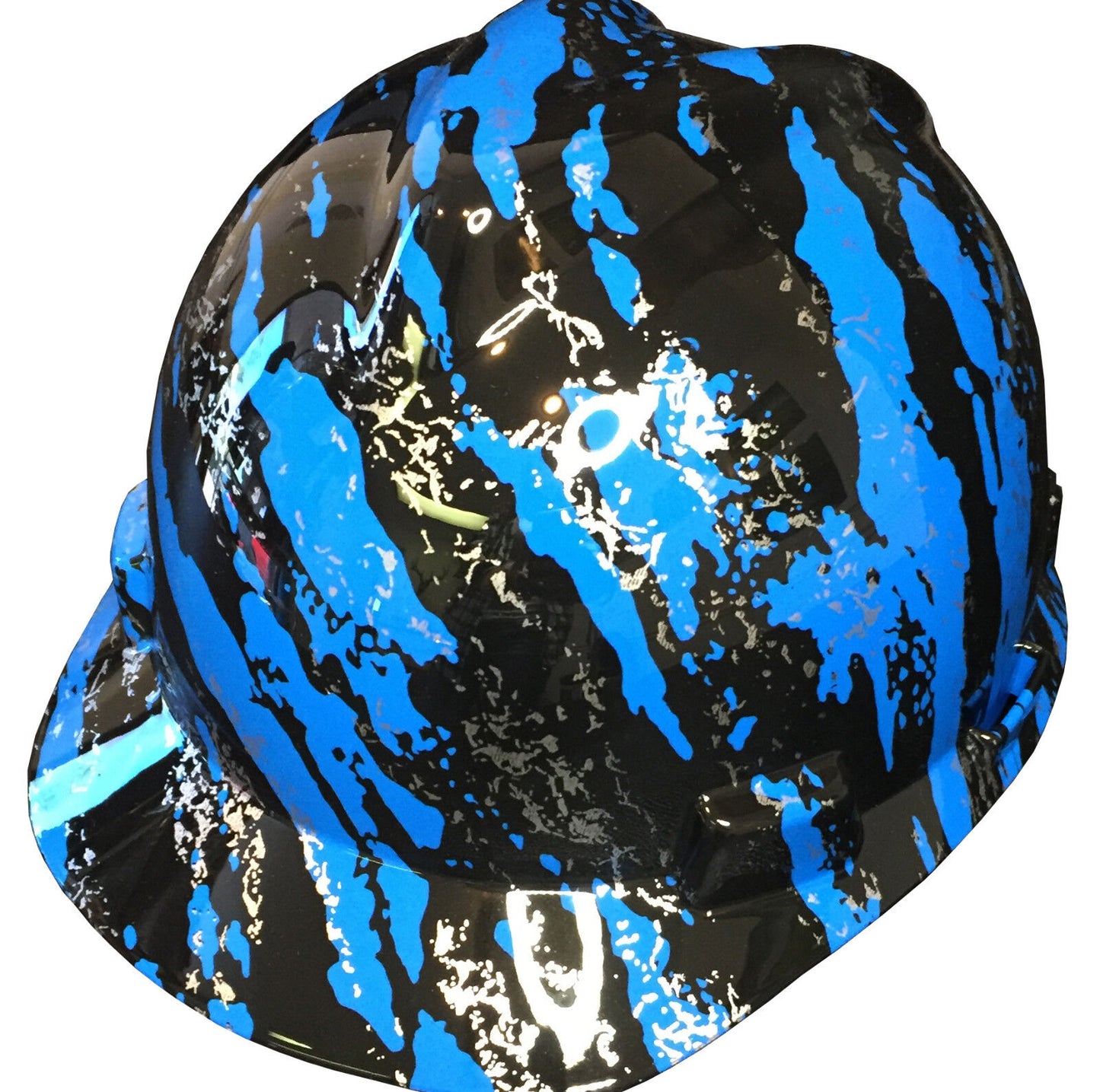 Custom Hydro Dipped Hard Hat MSA Cap Style Blue Marble Splash High Gloss