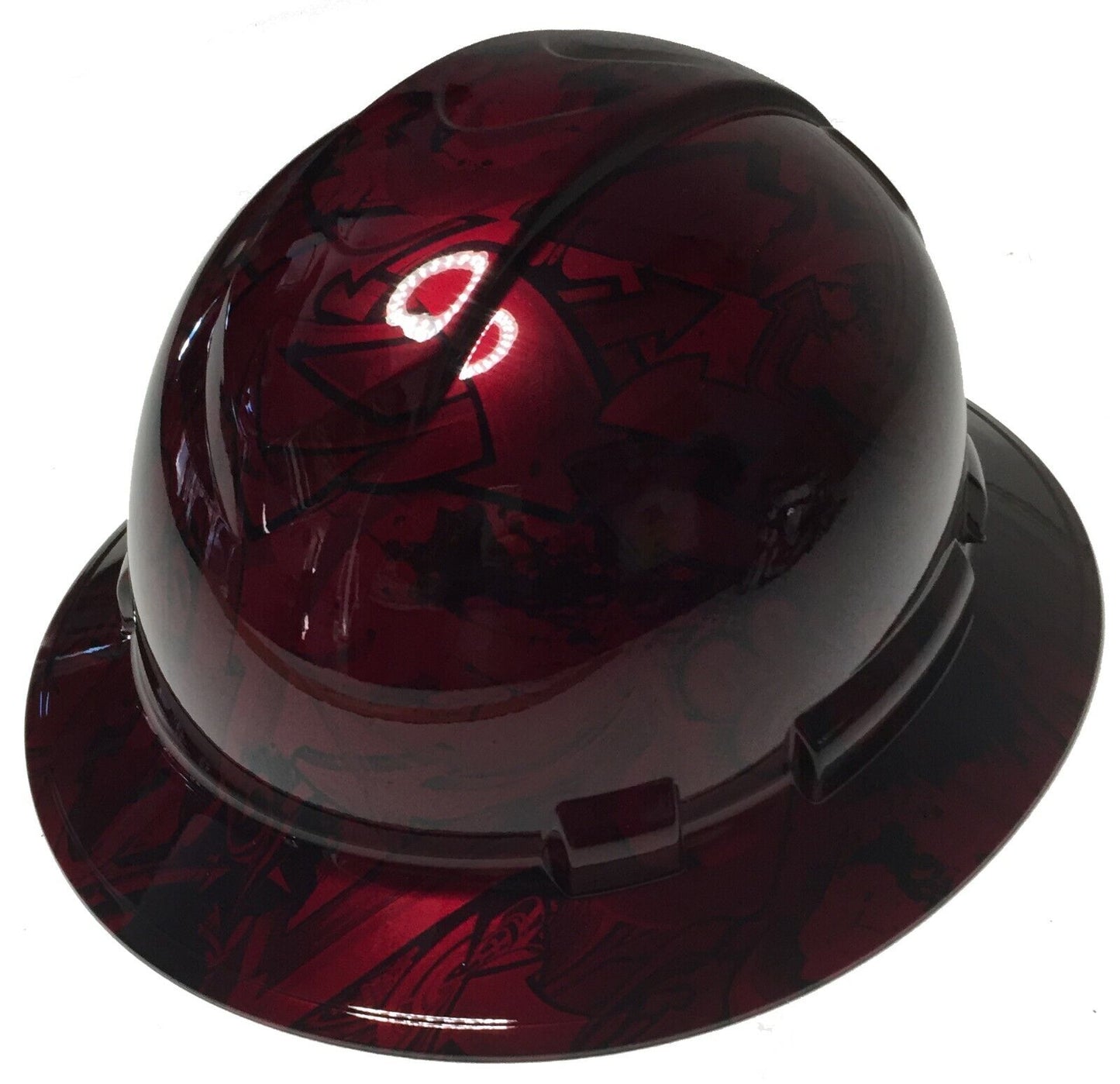 Hydro Dipped Custom Hard Hat Ridgeline Full Brim Brandywine Red Graffiti