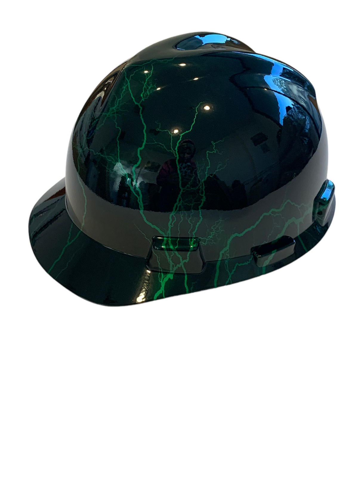 Hard Hat MSA V-Gard Cap Style Custom Hydro Dipped Kandy Green Lightning