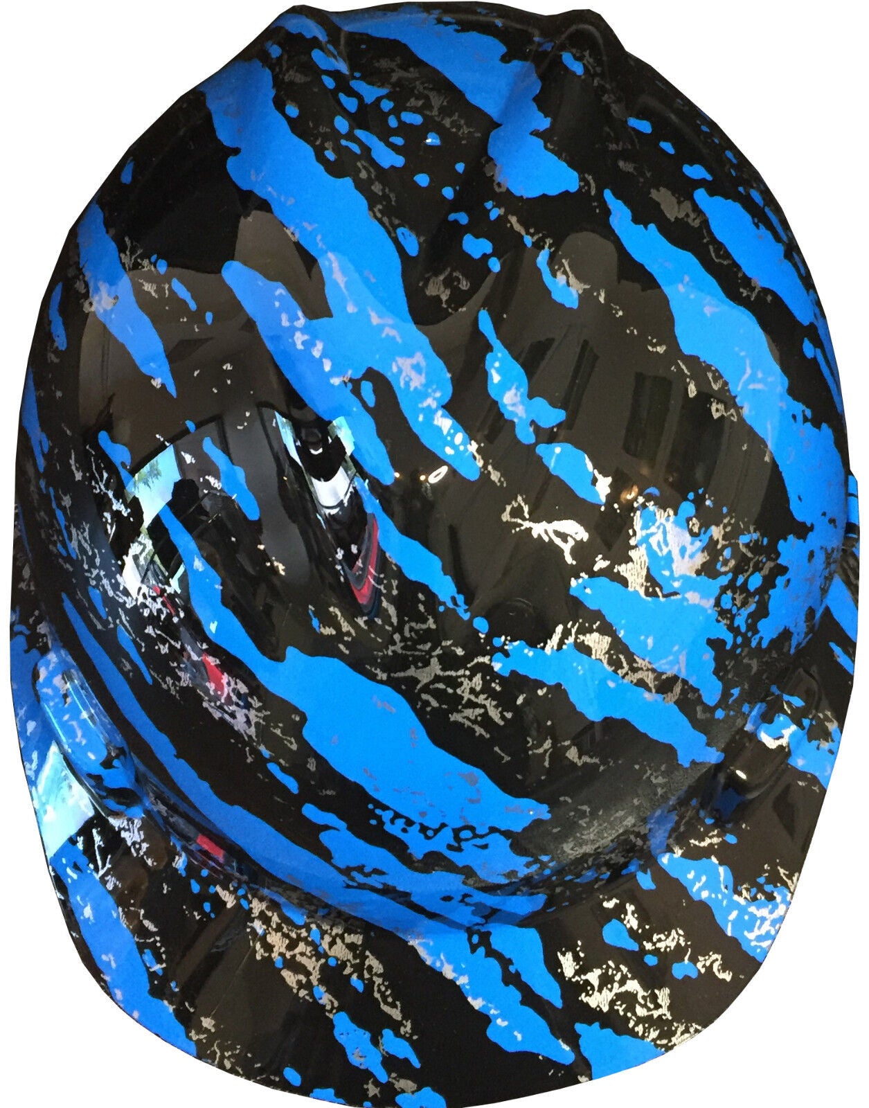 Custom Hydro Dipped Hard Hat MSA Cap Style Blue Marble Splash High Gloss