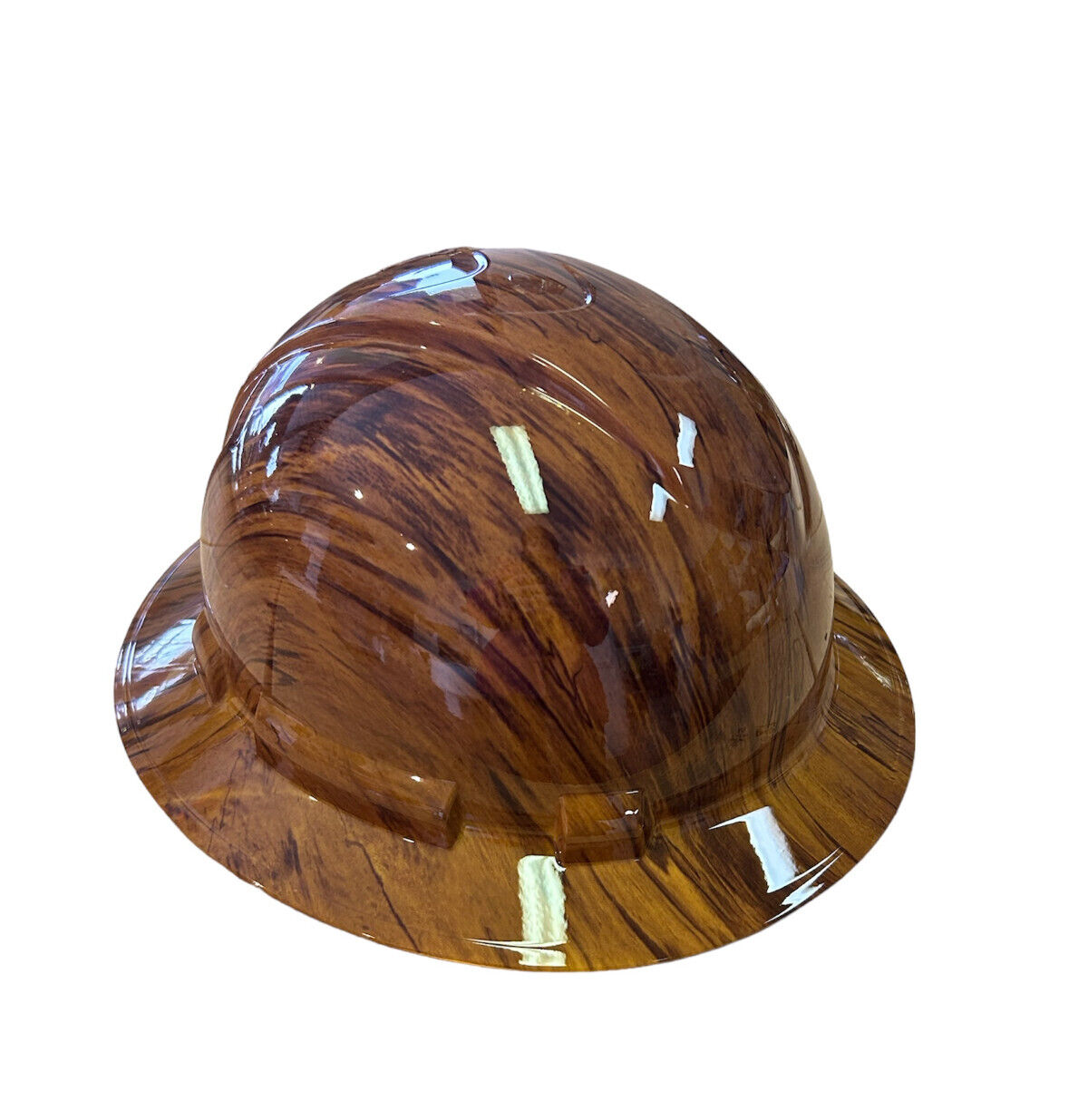 Hydro Dip Hard Hat Yellow Brown Oak Wood Grain Pyramex Ridgeline Protective