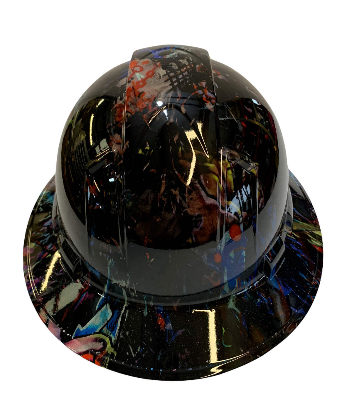 Hydro Dipped Hard Hat Ridgeline Full Brim Custom Colored Graffiti Flaming Skulls