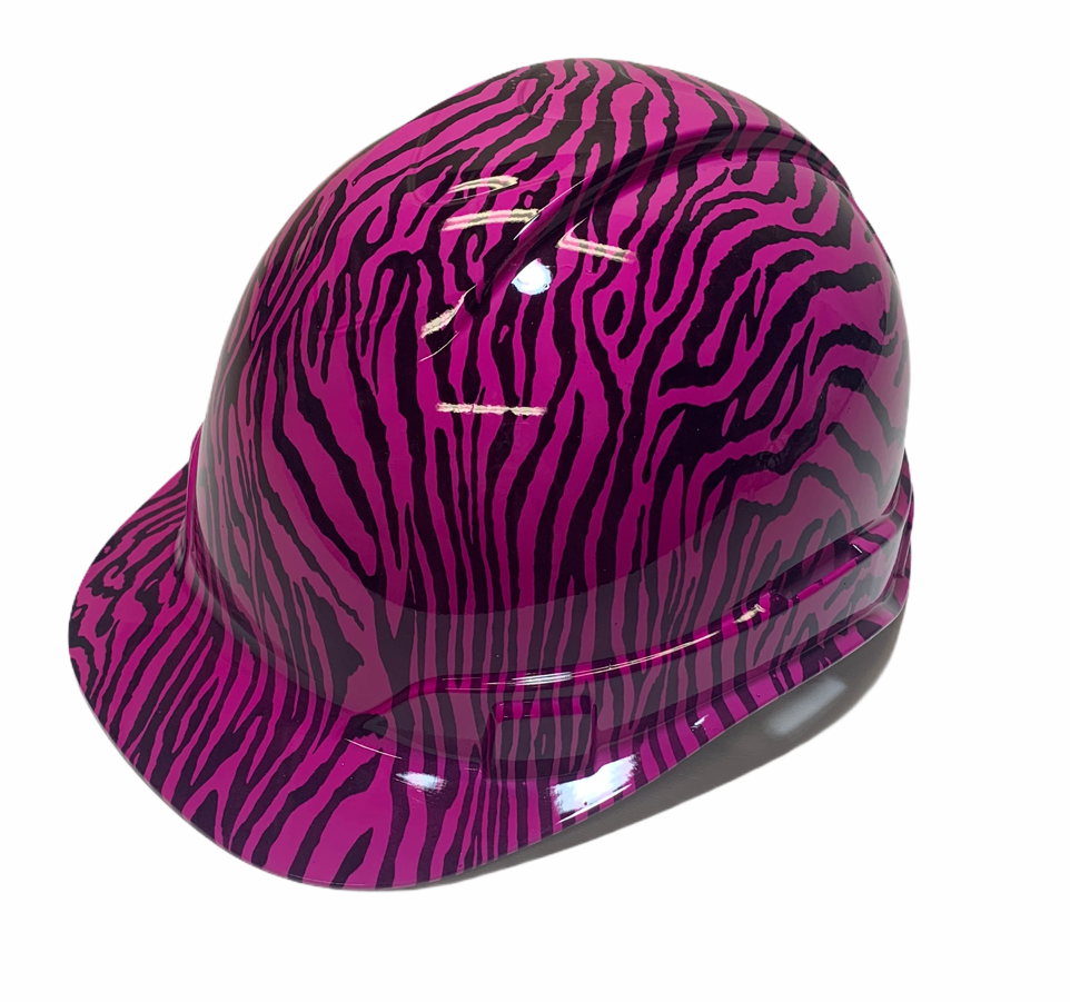 Hydro Dipped Custom Hard Hat Ridgeline Cap Style Pink Zebra