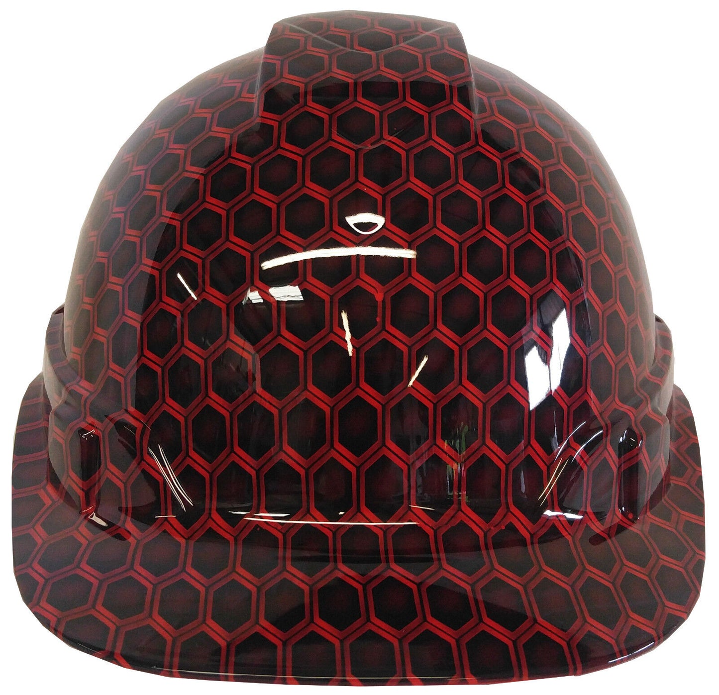 Custom Hydro Dipped Hard Hat High Gloss Red Honeycomb Hex