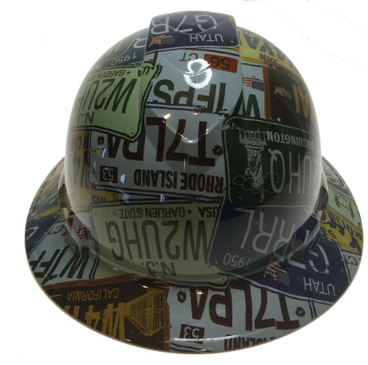 Hydro Dipped Hard Hat Ridgeline Full Brim Custom Slate Gray License Plates