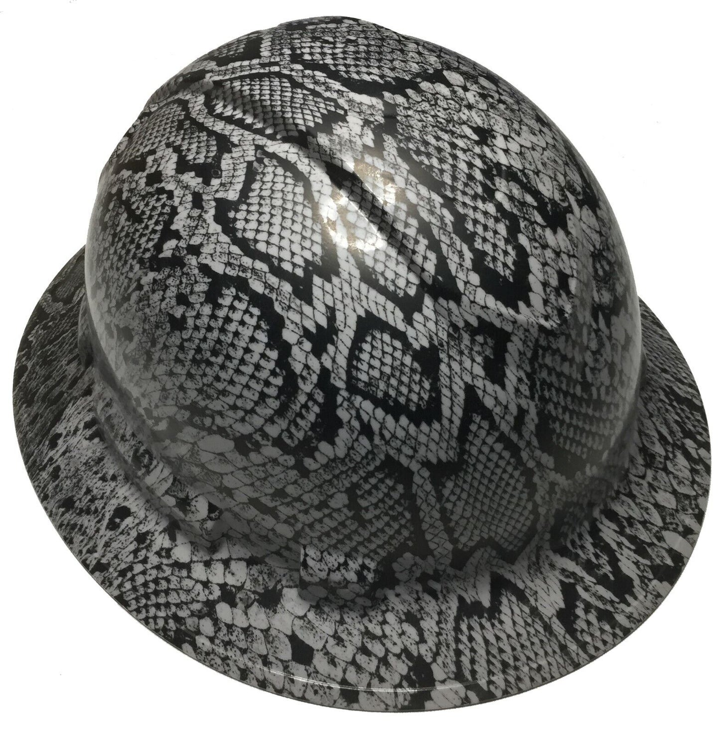 Hydro Dipped Hard Hat Ridgeline Full Brim Custom Light Gray Snake Skin