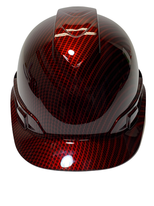 Custom Hard Hat Hydro Dipped Carbon Fiber Kandy Red Ridgeline Vented Cap Style