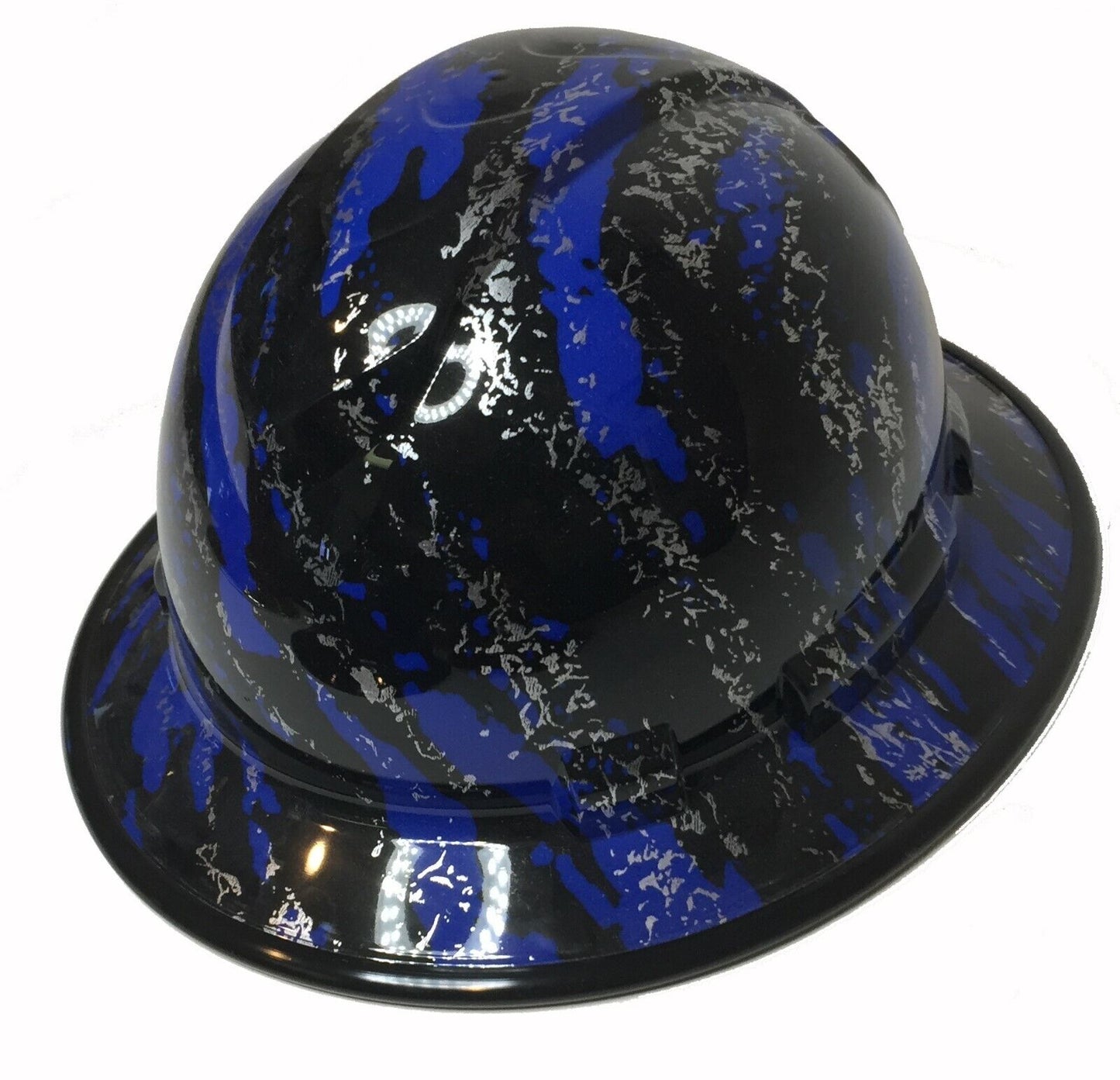 Hydro Dipped Hard Hat Ridgeline Full Brim Custom Dark Blue Marble Splash