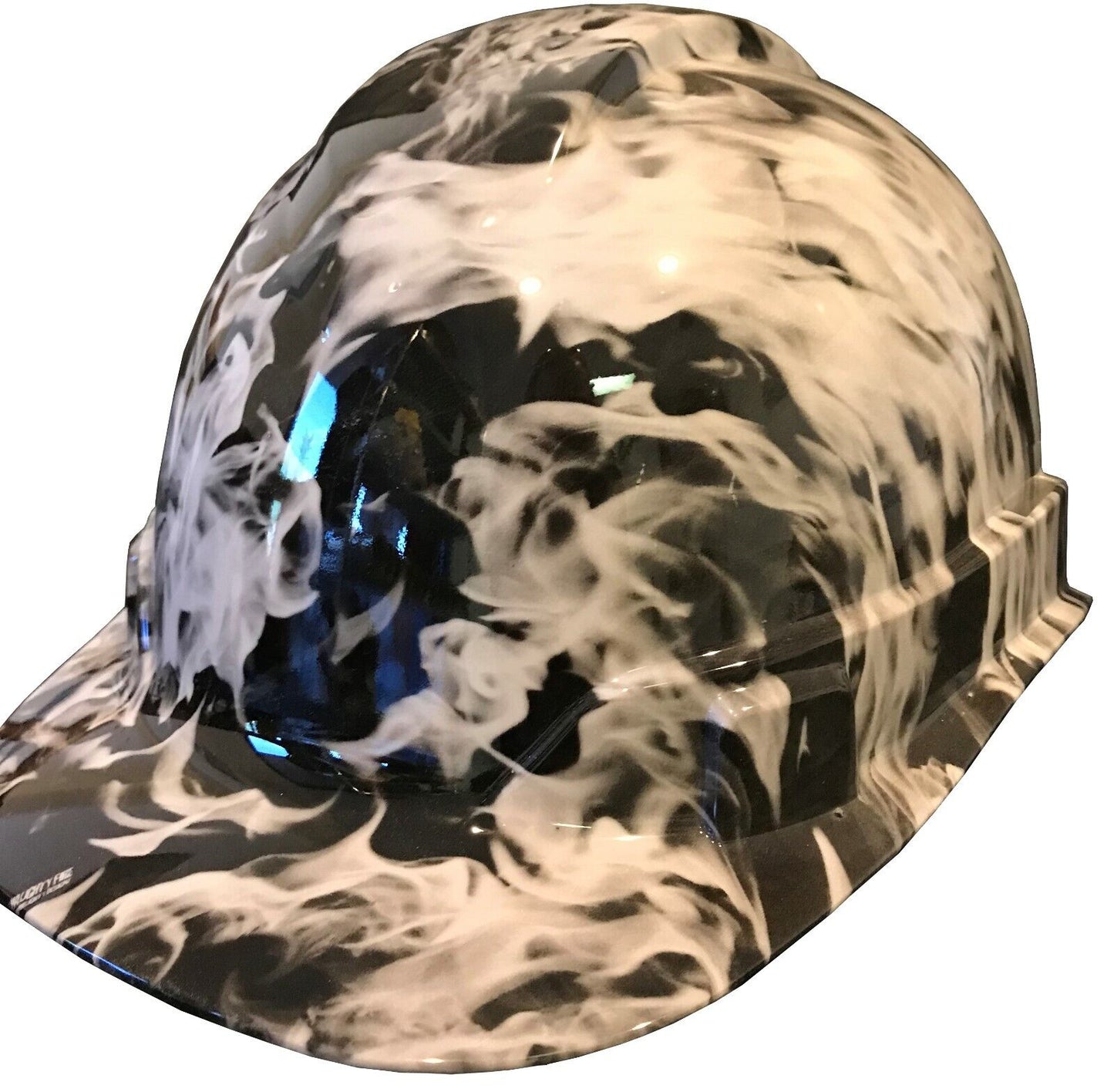 Hydro Dipped Hard Hat Ridgeline Cap Style Custom White Flame