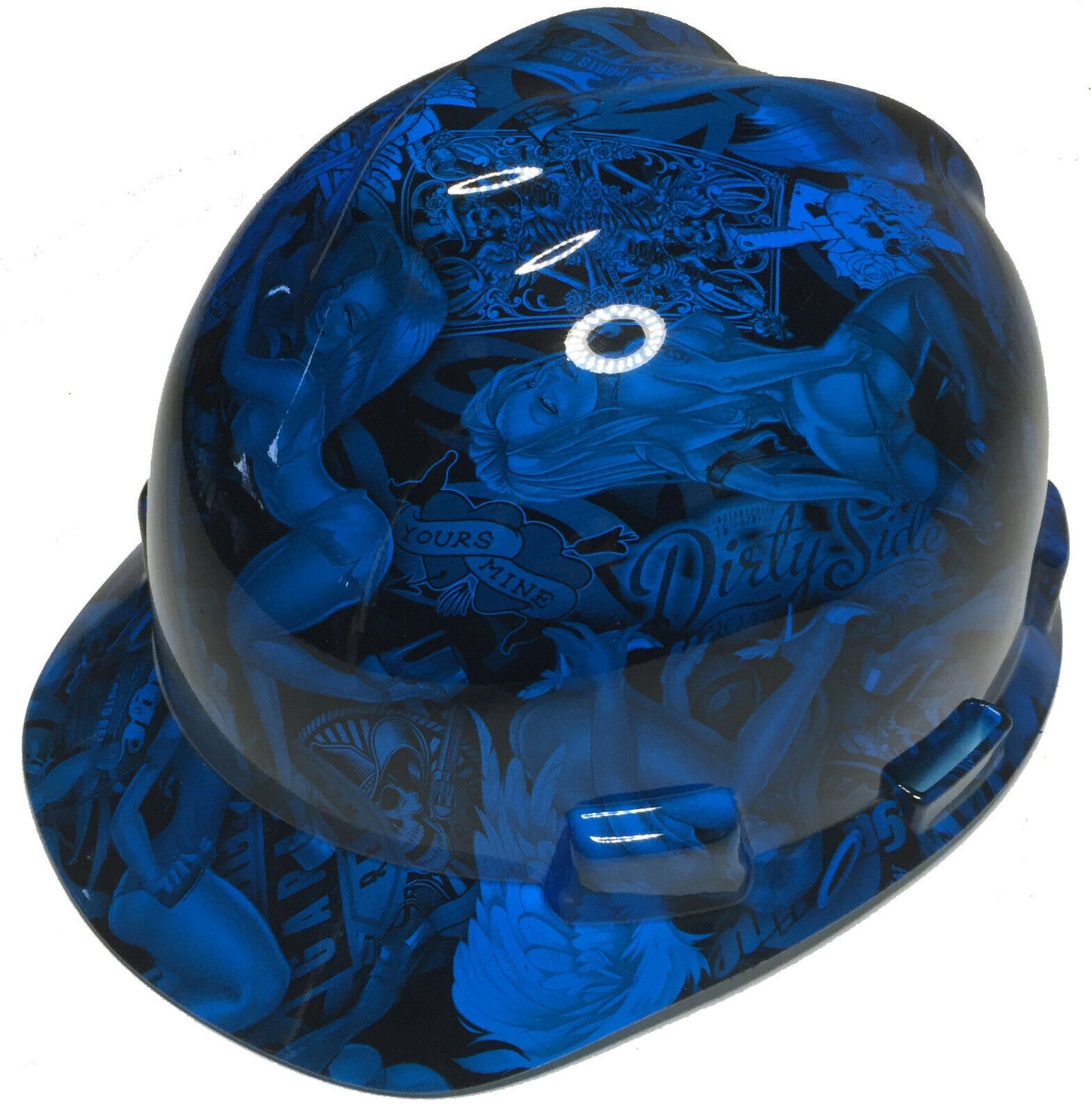 Hydro Dipped Hard Hat MSA V-Gard Cap Style Oriental Blue Naughty Boy High Gloss