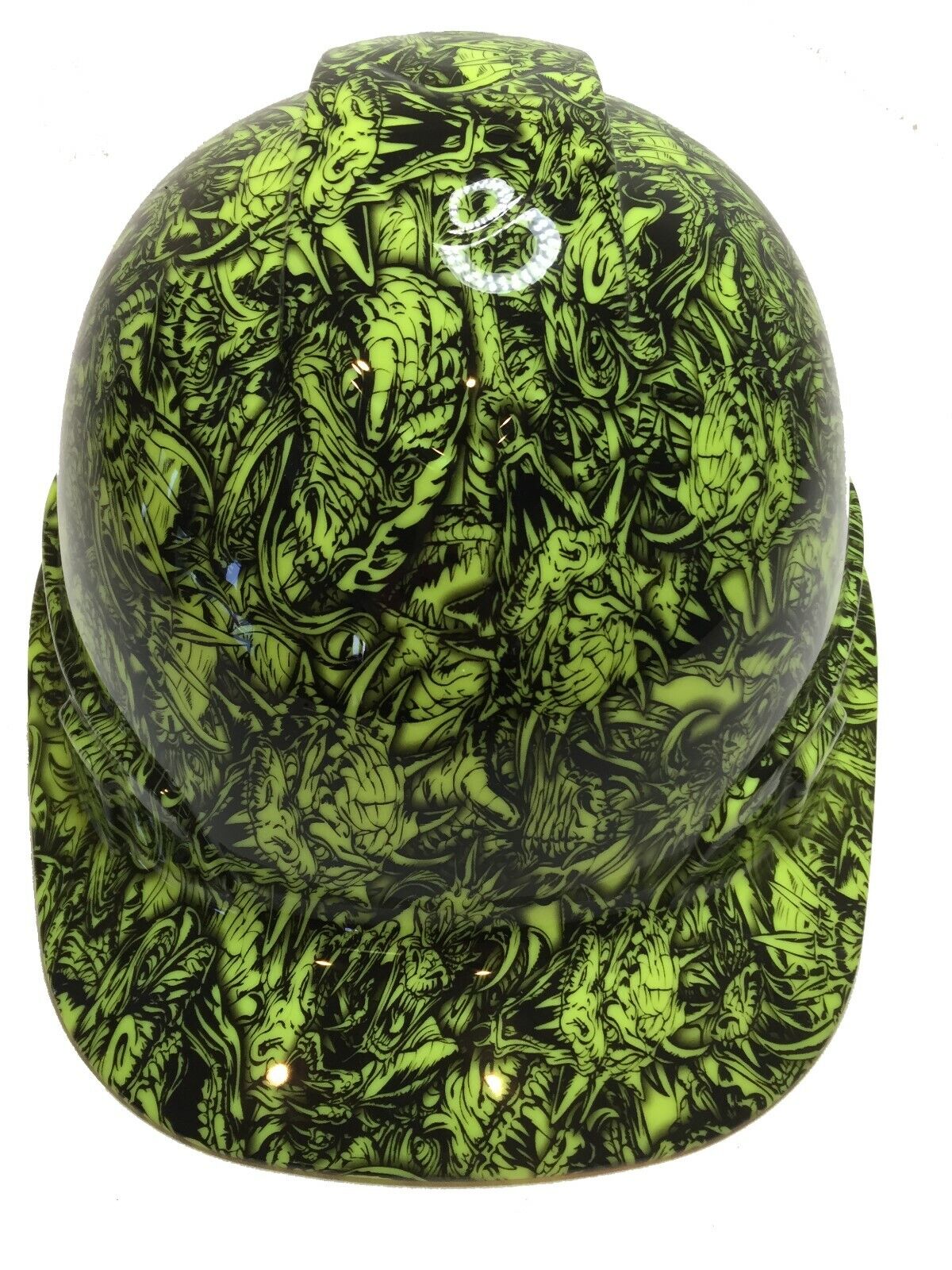 Hydro Dipped Custom Hard Hat Ridgeline Cap Style HiVis Green Dragon