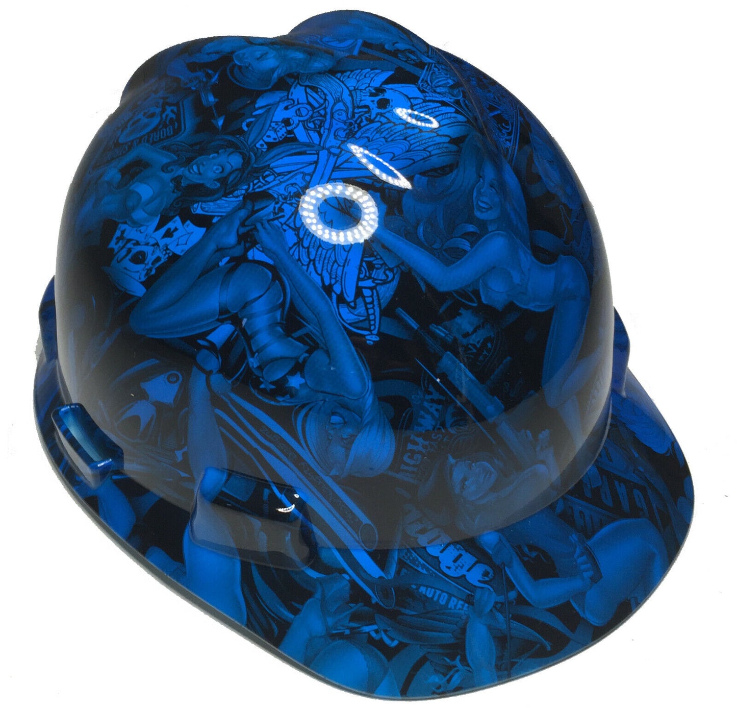 Hydro Dipped Hard Hat MSA V-Gard Cap Style Oriental Blue Naughty Boy High Gloss