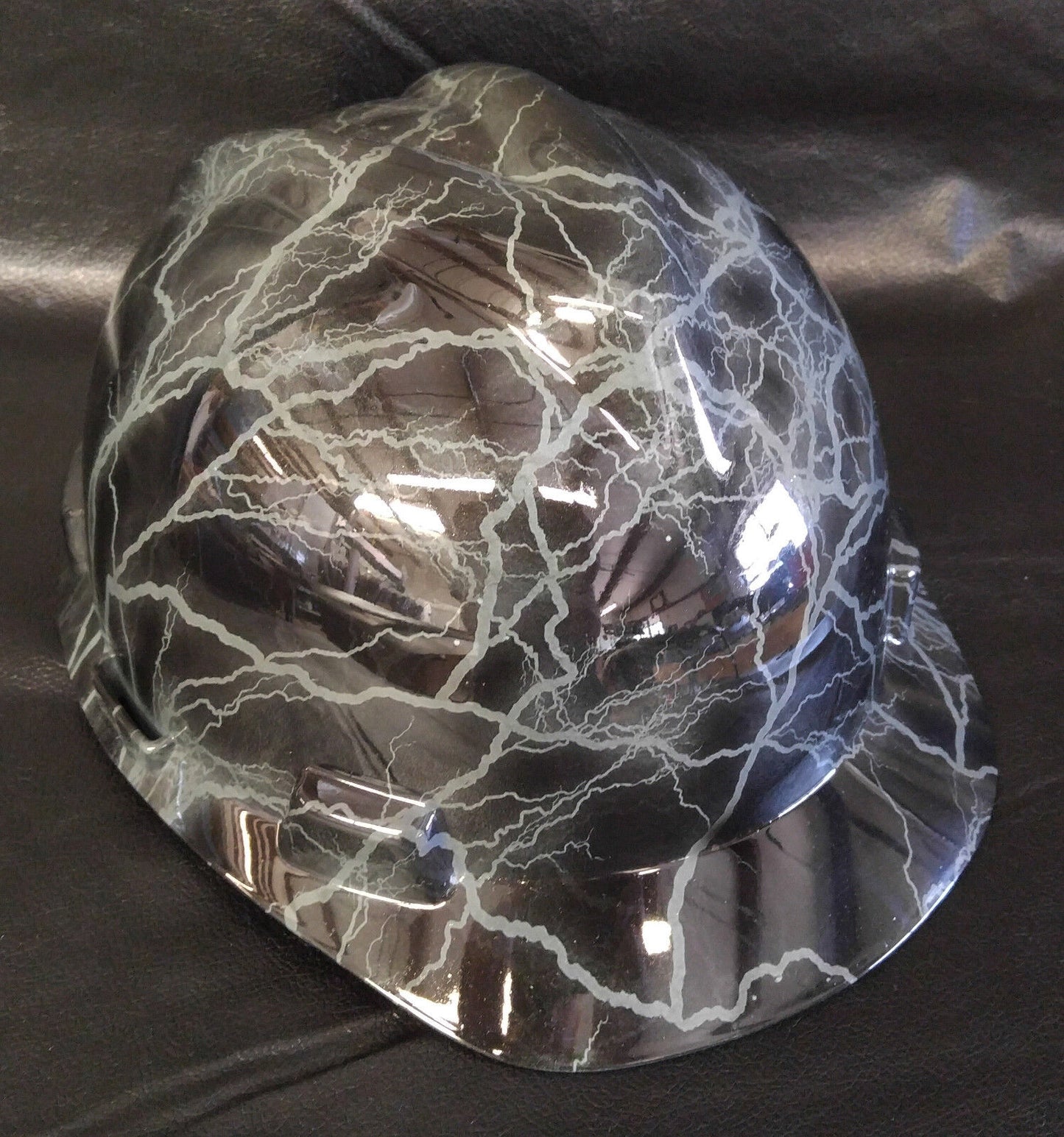 Hydro Dipped Hard Hat MSA Cap Style Navy Grey Lightning