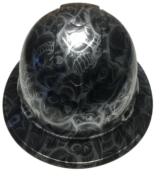 Hydro Dipped Custom Hard Hat Ridgeline Full Brim Black Negative Insanity Skulls