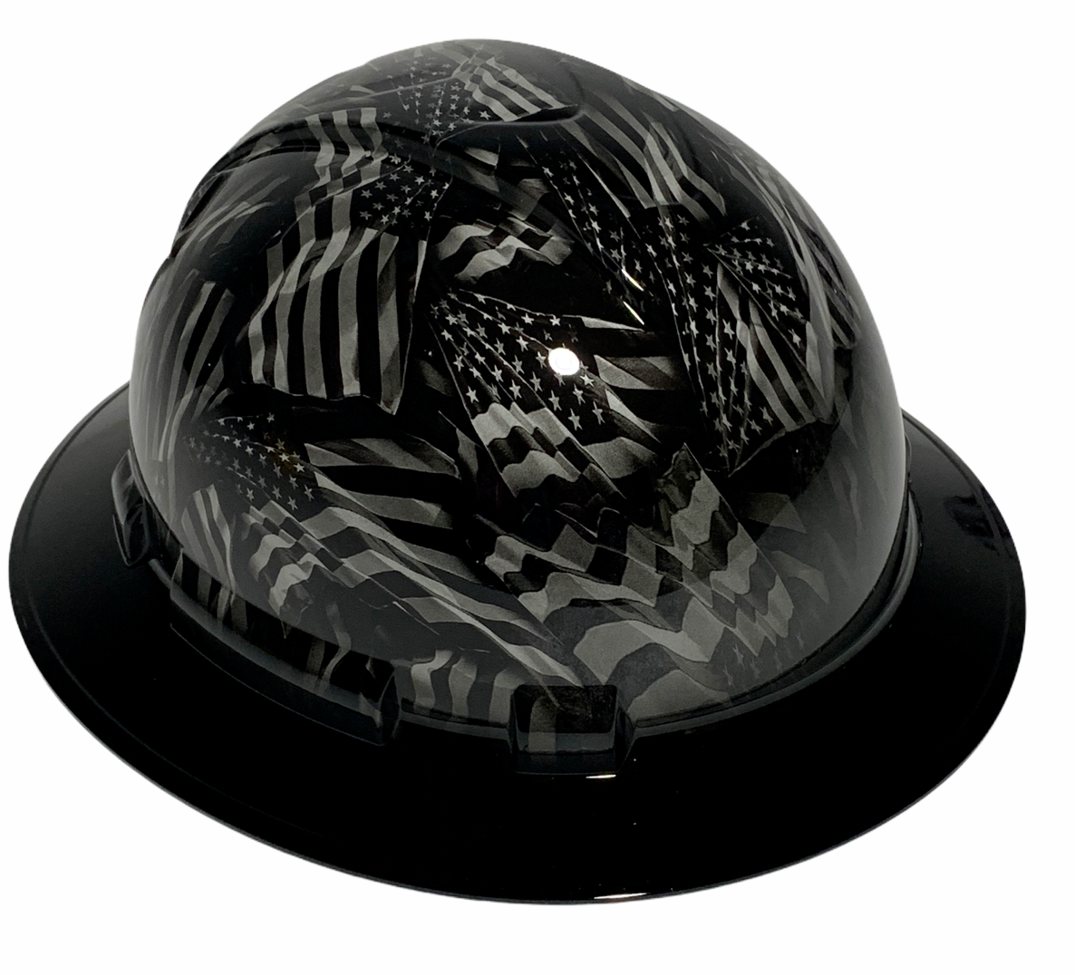 Hydro Dipped Hard Hat Ridgeline Full Brim Negative American Flags With Black Brim