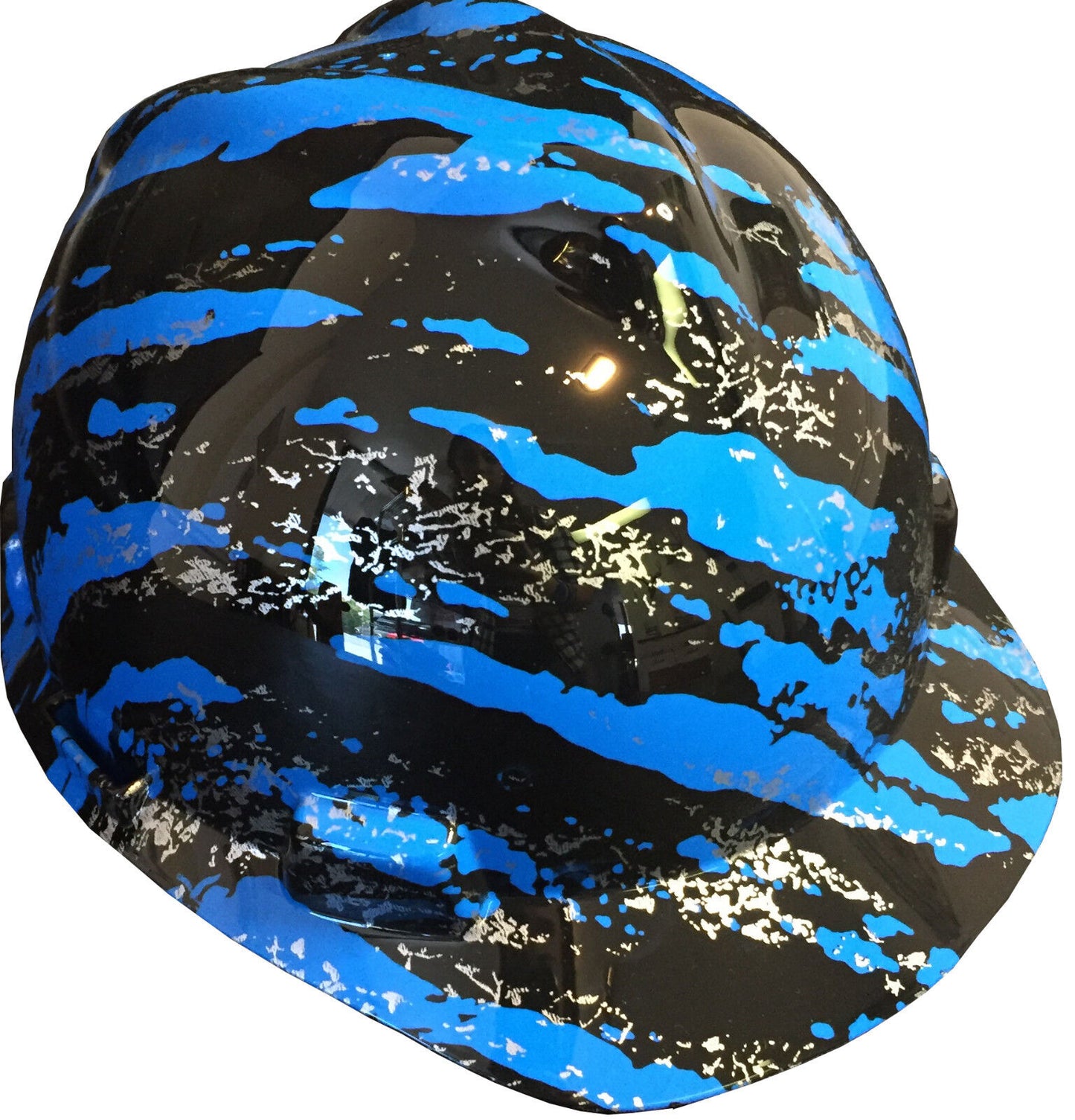 Custom Hydro Dipped Hard Hat MSA Cap Style Blue Marble Splash High Gloss