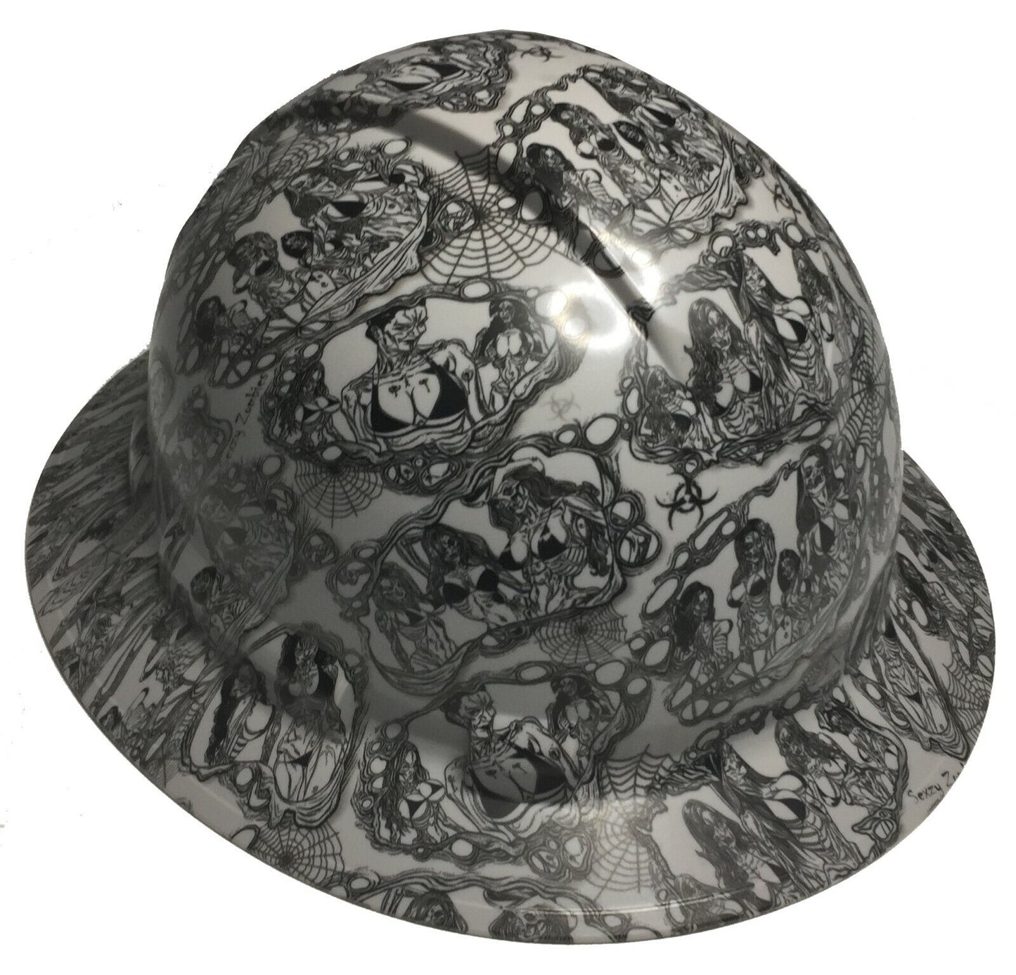 Hydro Dipped Hard Hat Ridgeline Full Brim Custom Light Gray Sexy Zombies