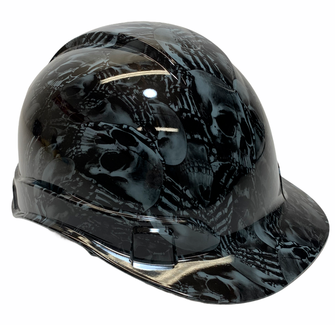 Hydro Dipped Hard Hat Ridgeline Cap Style Custom Slate Gray No Evil Skeleton