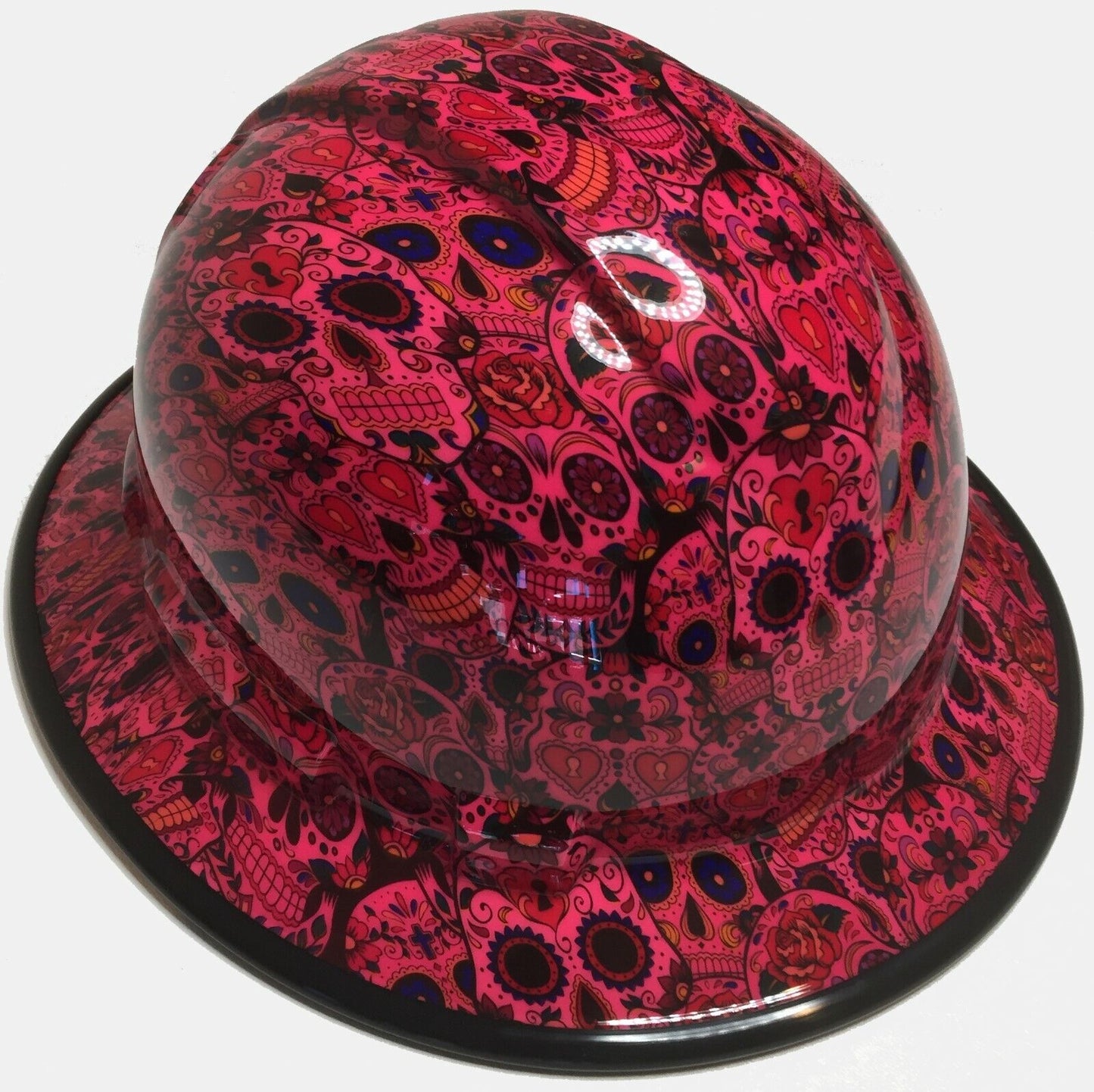 Hydro Dipped Hard Hat Ridgeline Full Brim Custom Pink Sugar Skulls