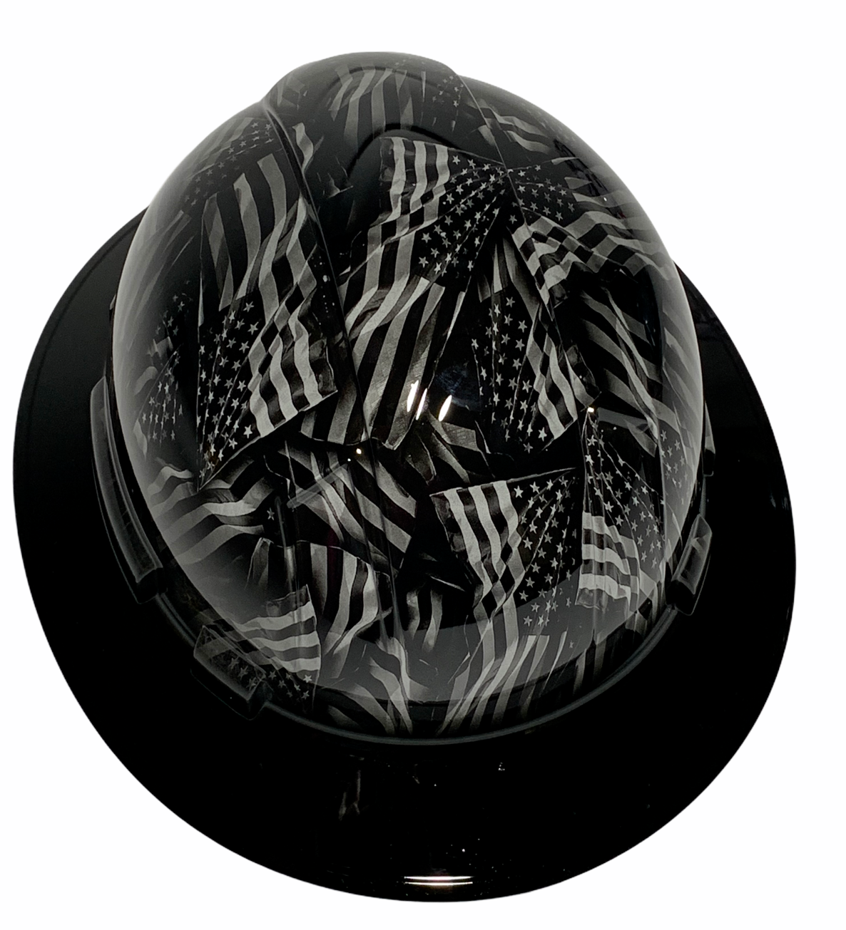 Hydro Dipped Hard Hat Ridgeline Full Brim Negative American Flags With Black Brim