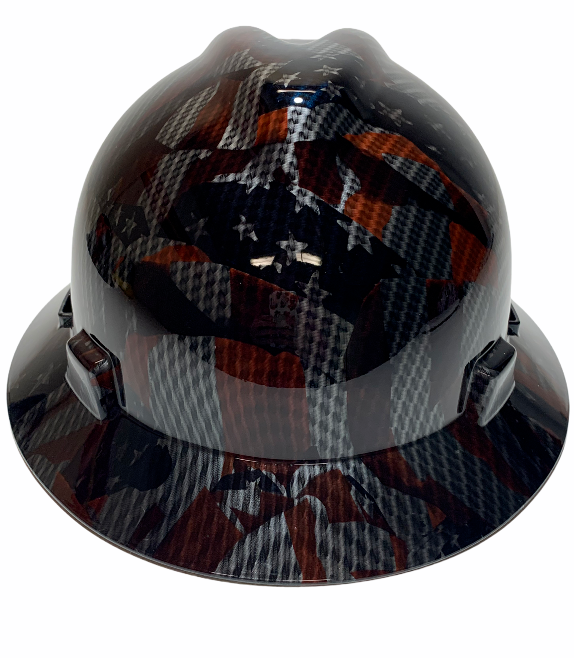 Hydro Dipped Carbon Fiber American Flags High Gloss MSA V-Gard Full Brim