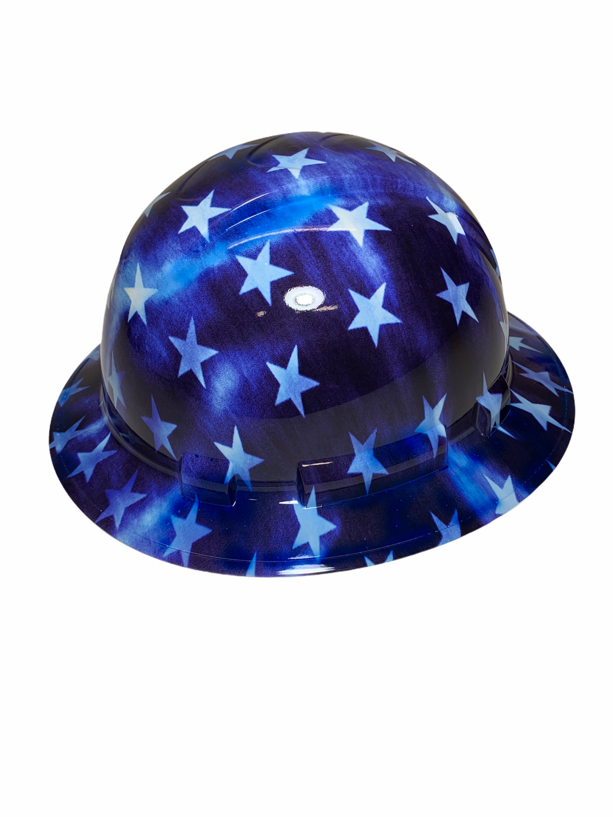 Custom Hydro Dipped Hard Hat Ridgeline Full Brim Blue and White Stars