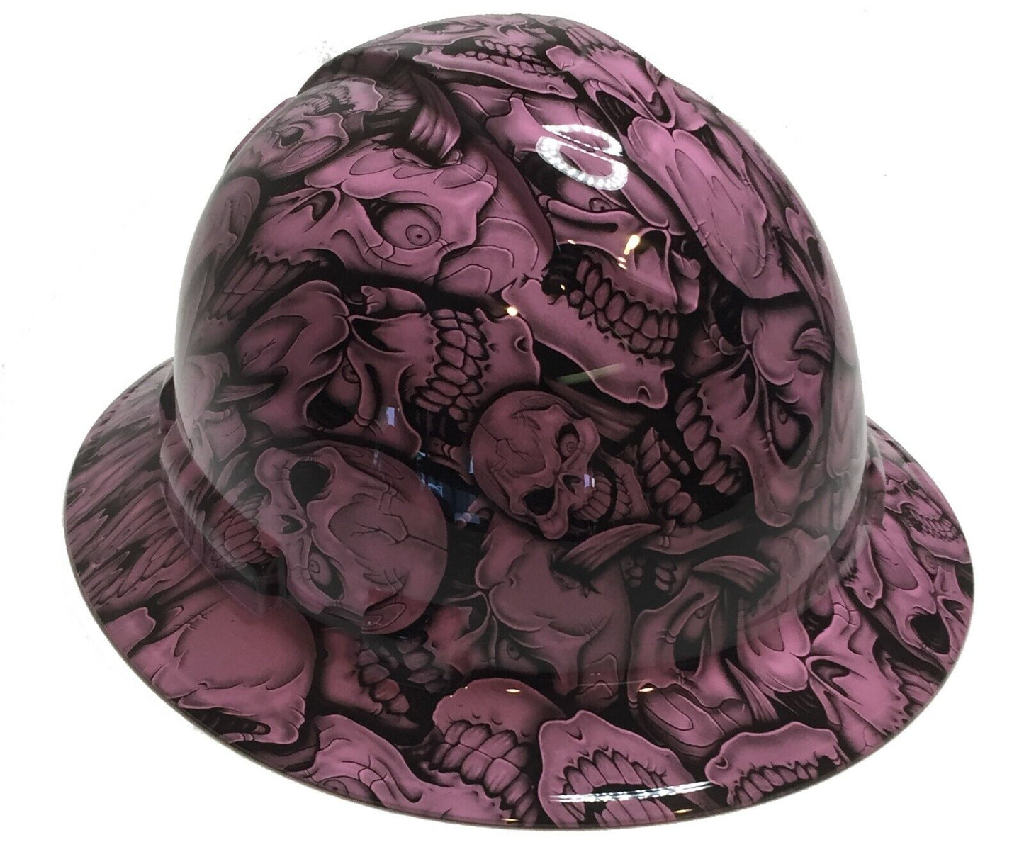 Hydro Dipped Hard Hat Ridgeline Full Brim Custom Light Pink Insanity Skulls