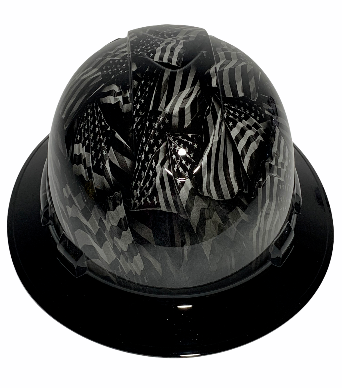 Hydro Dipped Hard Hat Ridgeline Full Brim Negative American Flags With Black Brim