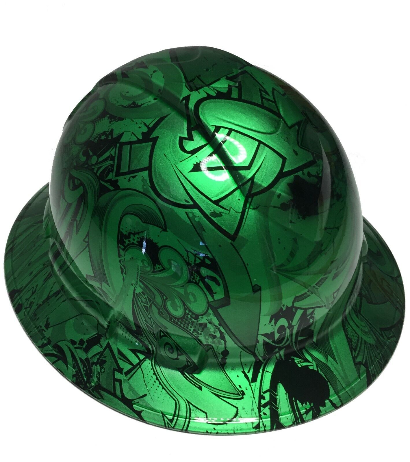 Hard Hat Ridgeline Hydro Dipped Full Brim Custom Green Kandy Graffiti