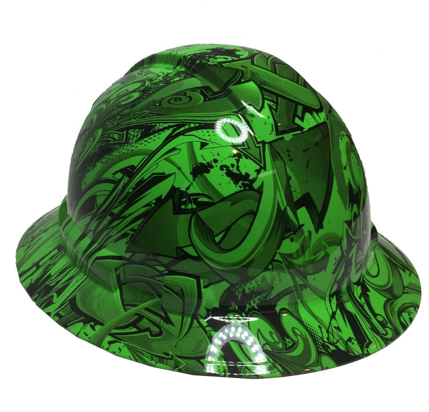 Hydro Dipped Custom Hard Hat Ridgeline Full Brim Custom Alien Green Graffiti