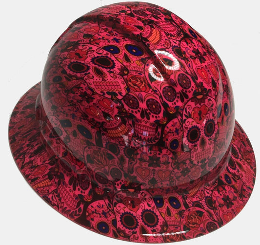 Hydro Dipped Hard Hat Ridgeline Full Brim Custom Pink Sugar Skulls