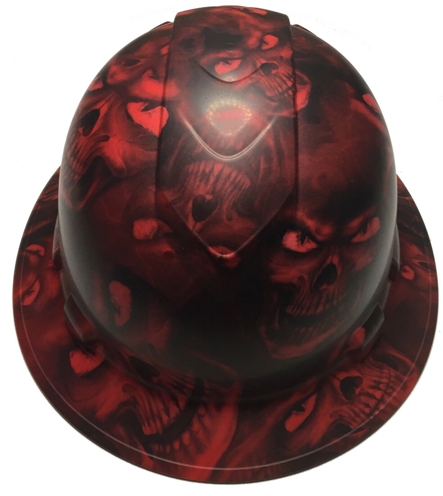 Hydro Dipped Hard Hat Ridgeline Full Brim Custom Red Hades Skulls