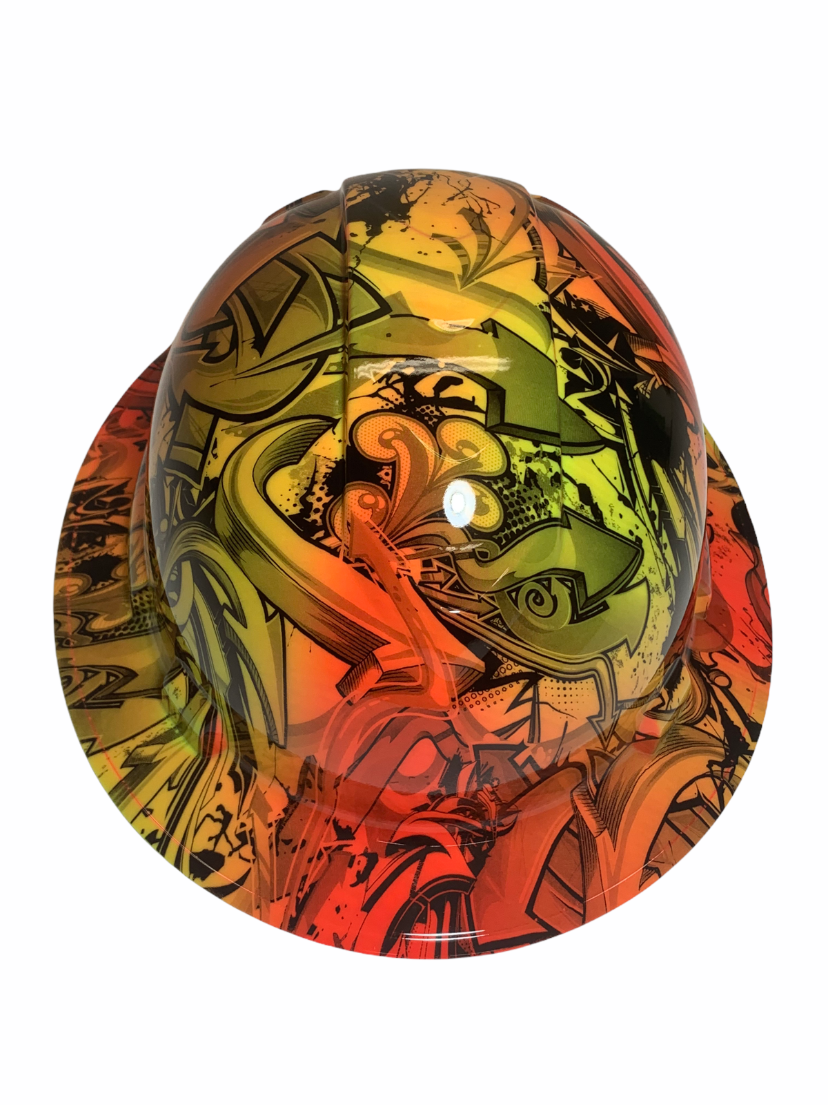 Hydro Dipped Hard Hat Ridgeline Full Brim Custom Yellow/Multi Color Graffiti