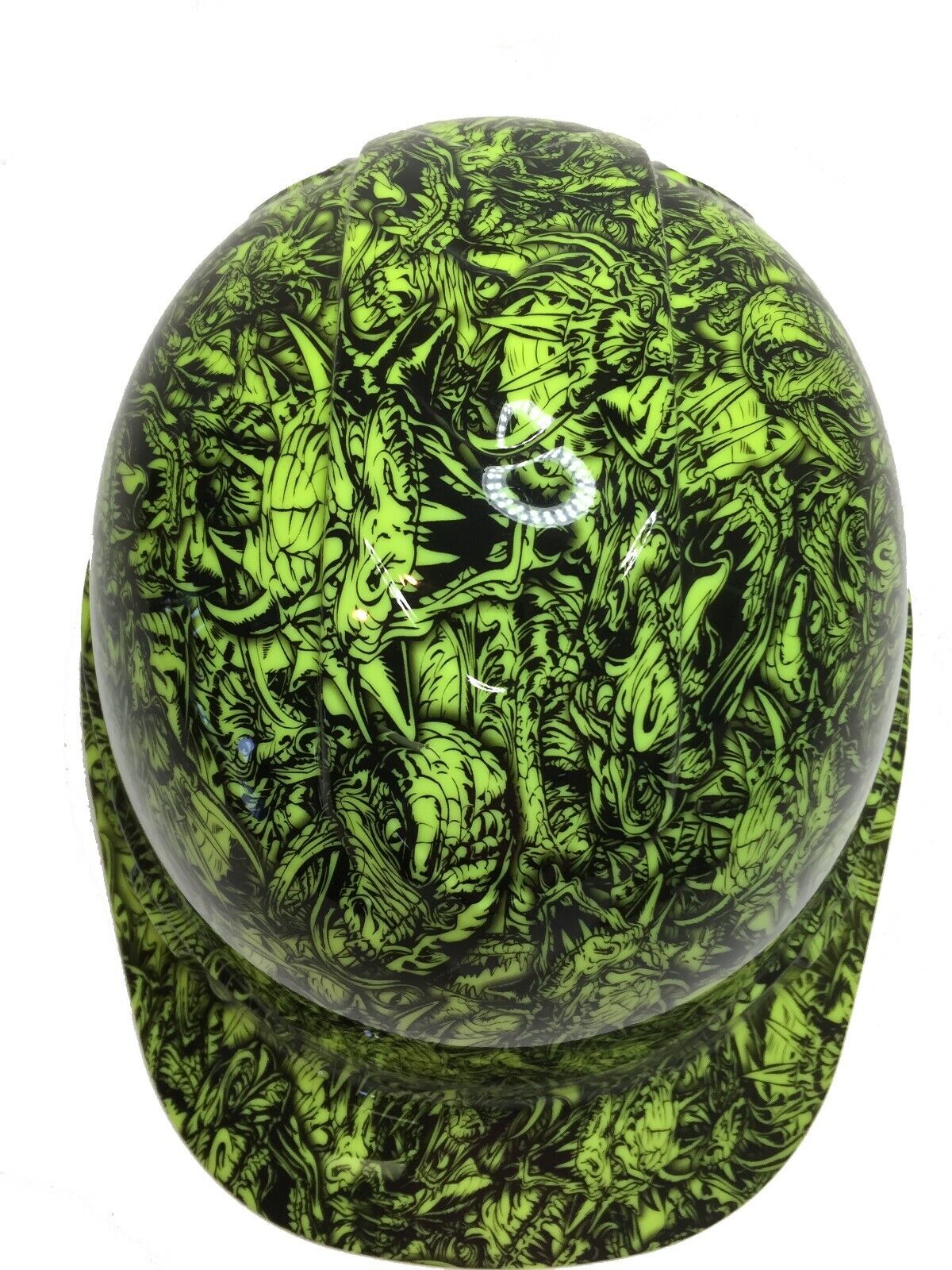 Hydro Dipped Custom Hard Hat Ridgeline Cap Style HiVis Green Dragon