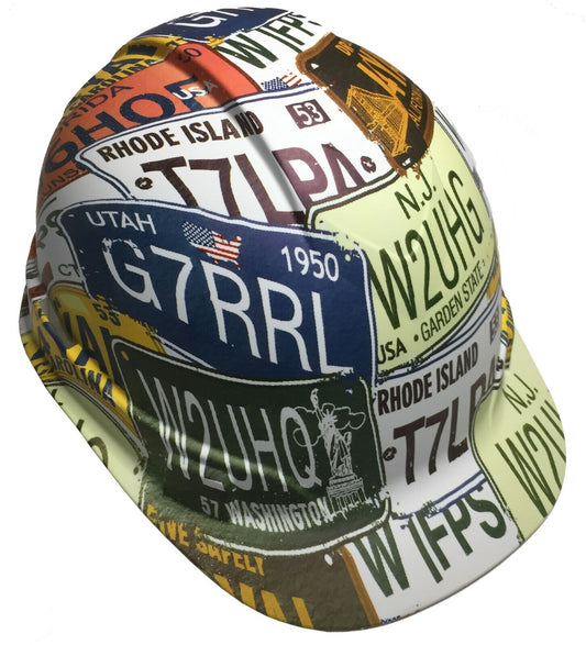 Hydro Dipped Hard Hat Ridgeline Cap Style Custom White License Plates