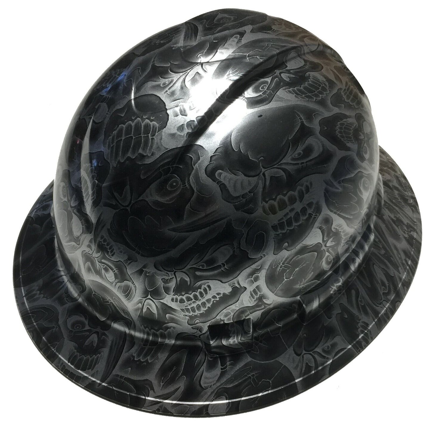 Hydro Dipped Custom Hard Hat Ridgeline Full Brim Black Negative Insanity Skulls