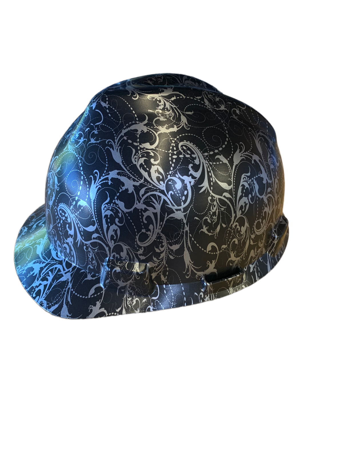 Hard Hat MSA V-Gard Cap Style Custom Hydro Dipped Silver Lilies