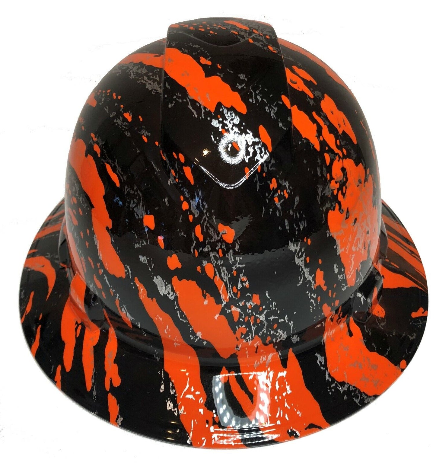 Hydro Dipped Hard Hat Ridgeline Full Brim Custom Orange Marble Splash