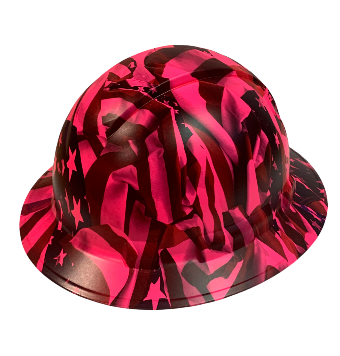 Custom Hydro Dipped Hard Hat Ridgeline Full Brim Pink Negative American Flags