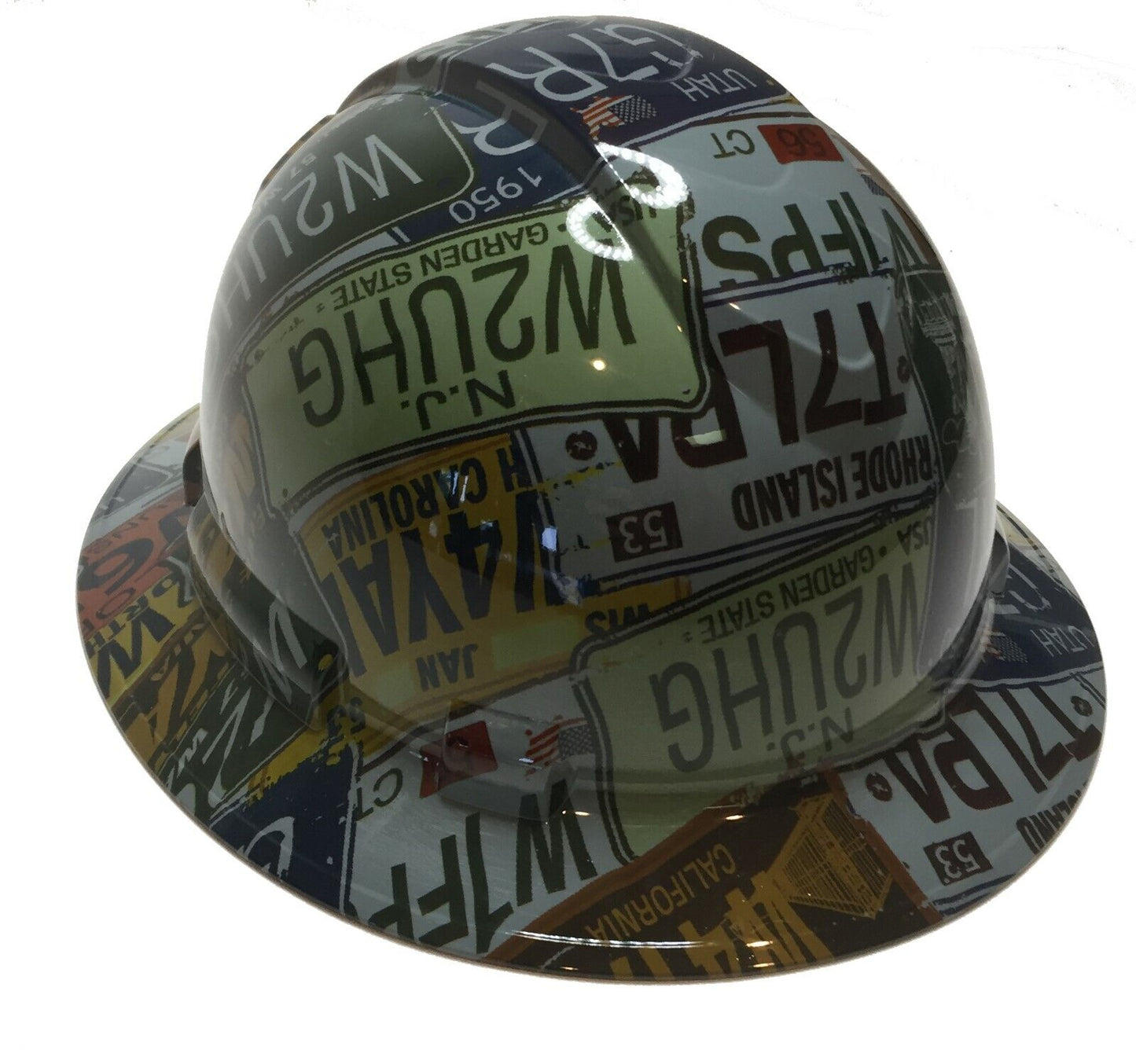 Hydro Dipped Hard Hat Ridgeline Full Brim Custom Slate Gray License Plates