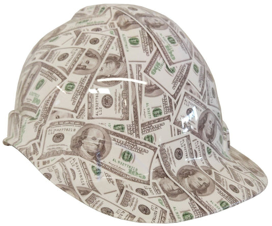 Hydro Dipped Hard Hat Ridgeline Cap Style Custom White 100 Bills