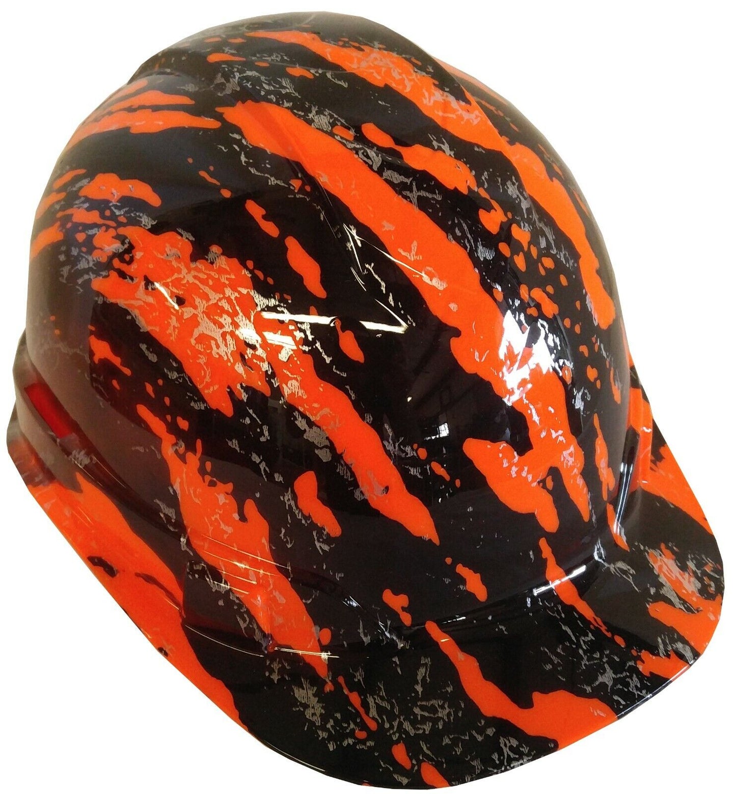 Hydro Dipped Hard Hat Ridgeline Cap Style Custom HiVis Orange Marble Splash