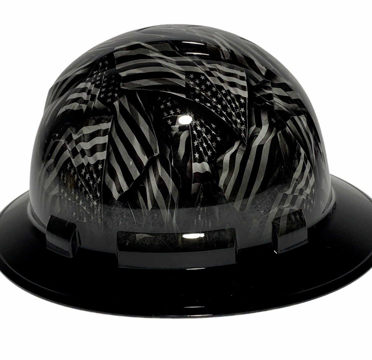 Hydro Dipped Hard Hat Ridgeline Full Brim Negative American Flags With Black Brim