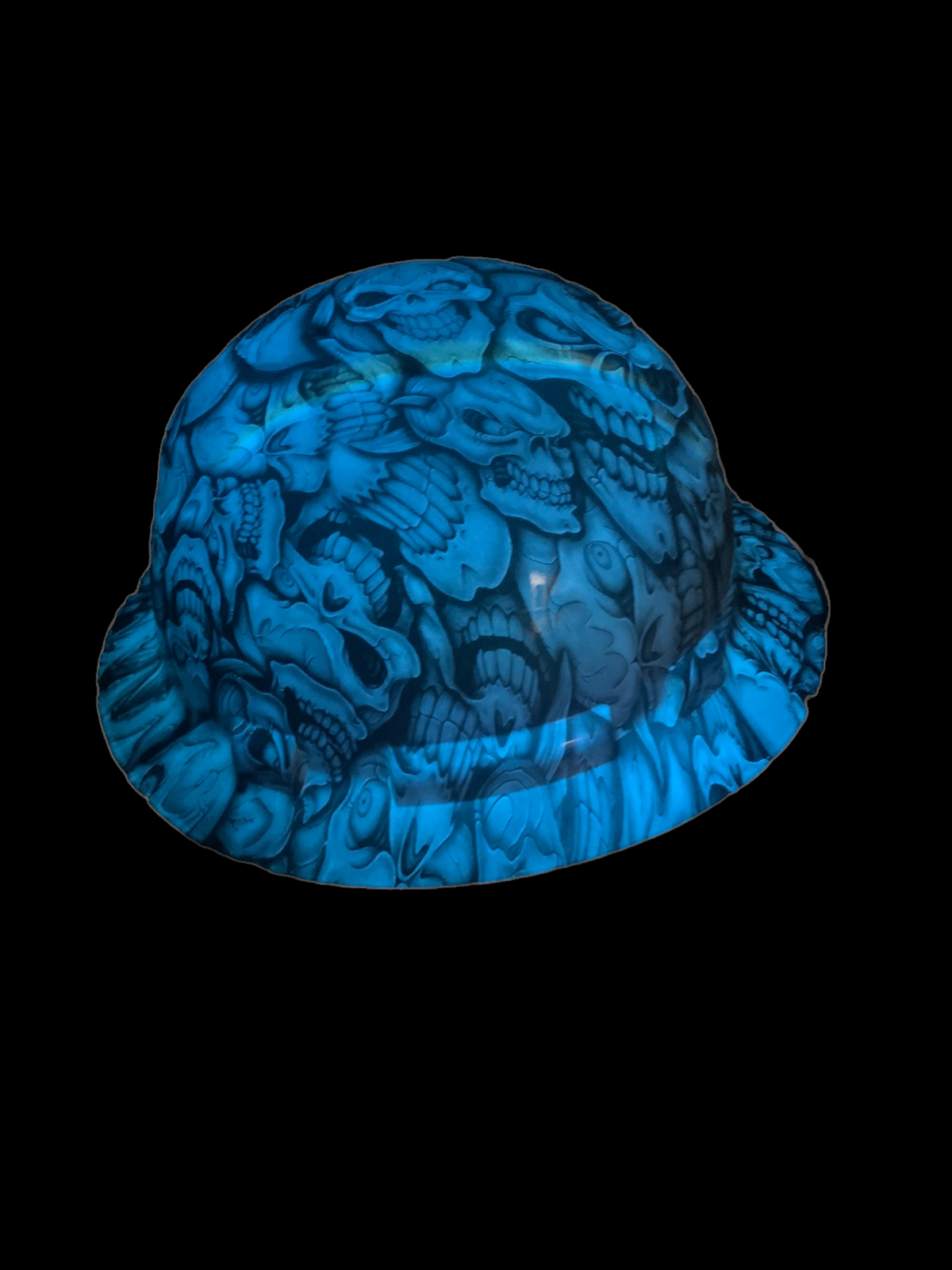 Hydro Dipped Hard Hat Custom Blue Glow in The Dark Insanity Skulls Full Brim Ridgeline