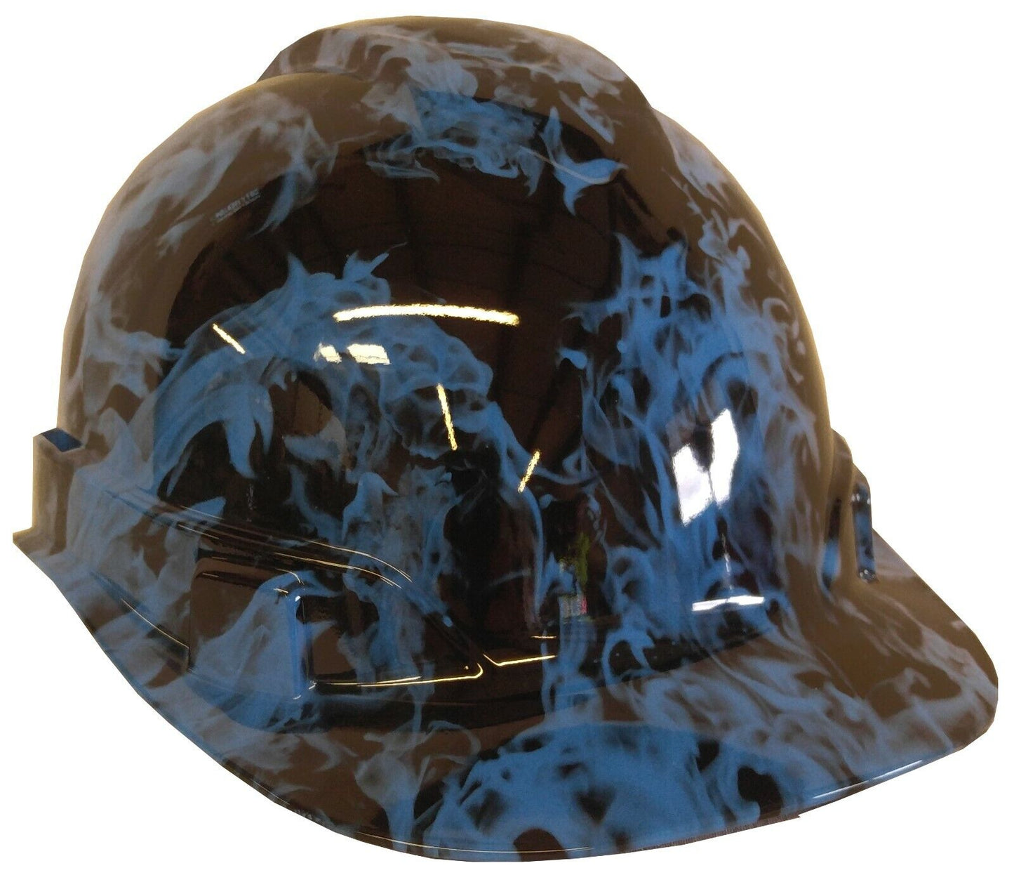 Hydro Dipped Hard Hat Ridgeline Cap Style Custom Light Blue Flames