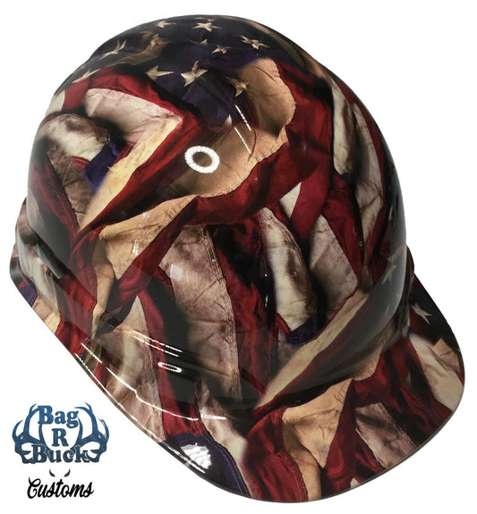 Hydro Dipped Hard Hat Cap Style Respect American Flags High Gloss