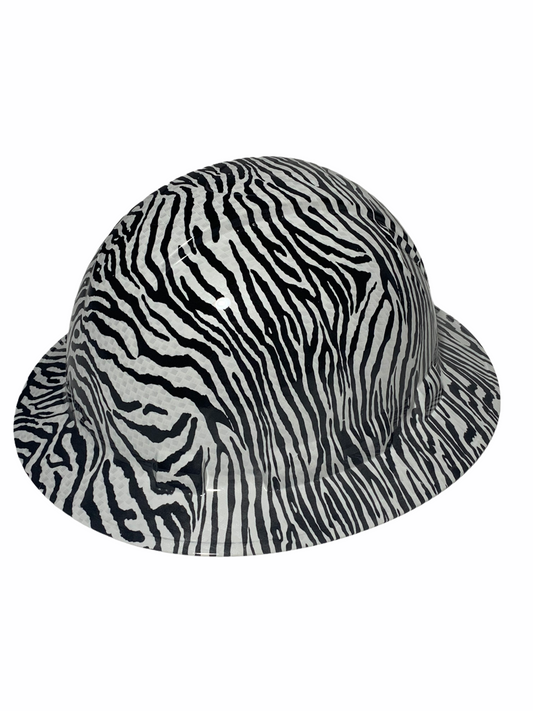 Hydro Dipped Hard Hat Ridgeline Full Brim Custom White Zebra