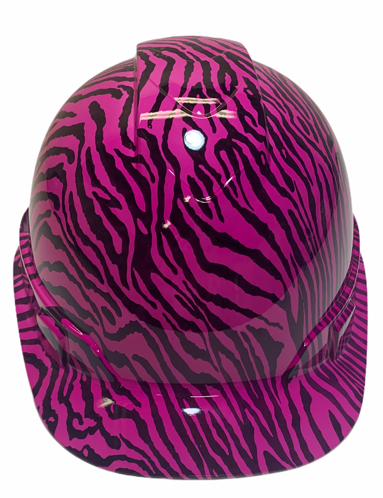 Hydro Dipped Custom Hard Hat Ridgeline Cap Style Pink Zebra