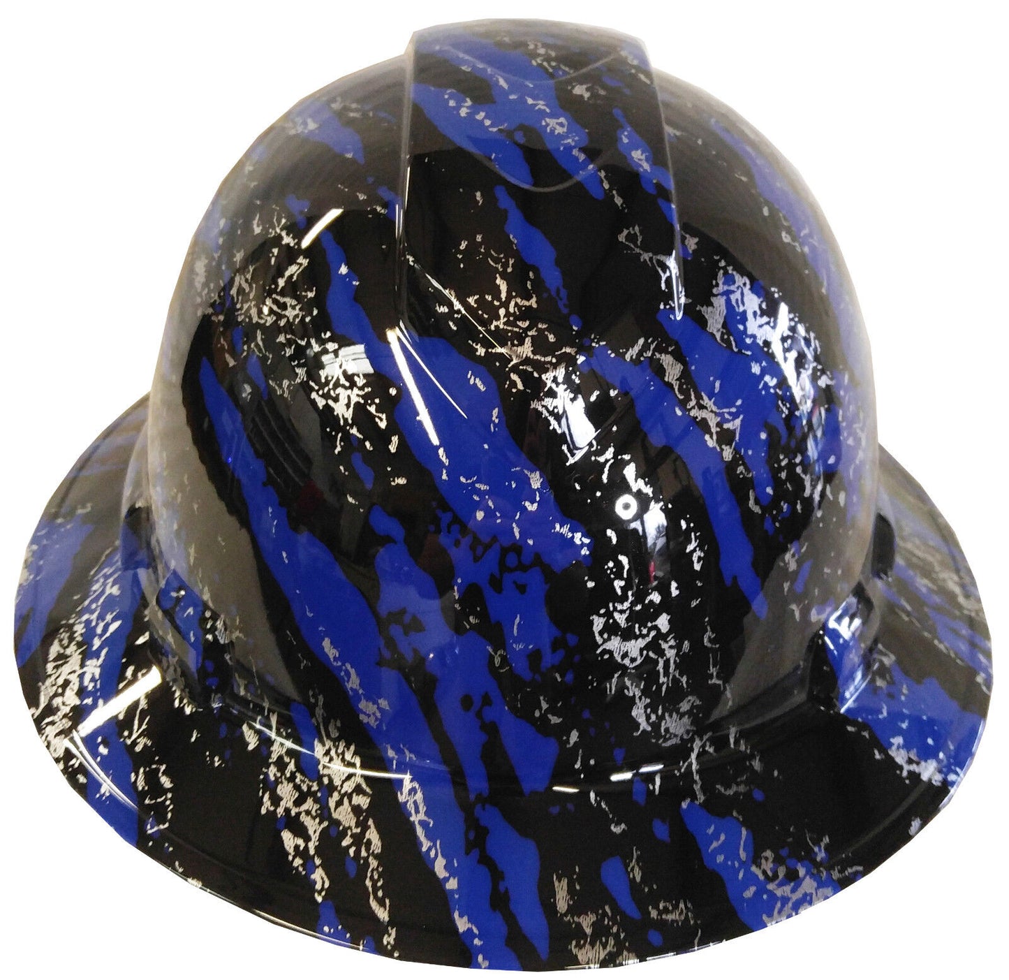 Hydro Dipped Hard Hat Full Brim High Gloss Blue Marble Splash 6 Point Harness